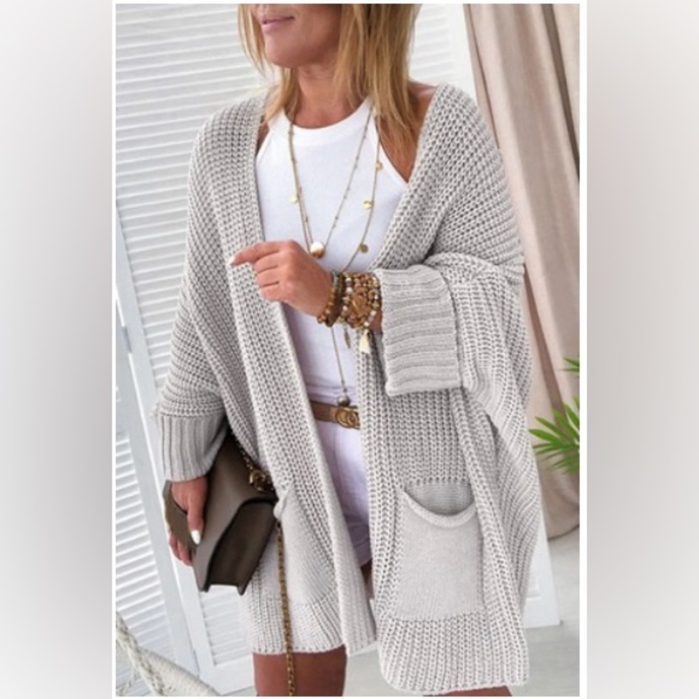 Gray knit cardigan